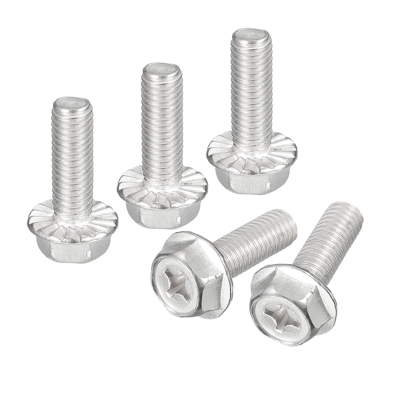 uxcell Uxcell M8x25mm Phillips Hex Head Flange Bolts, 10pcs 304 Stainless Steel Screws