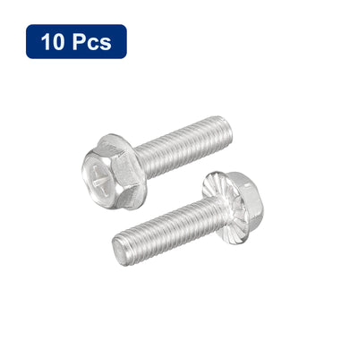 Harfington Uxcell M8x30mm Phillips Hex Head Flange Bolts, 10pcs 304 Stainless Steel Screws