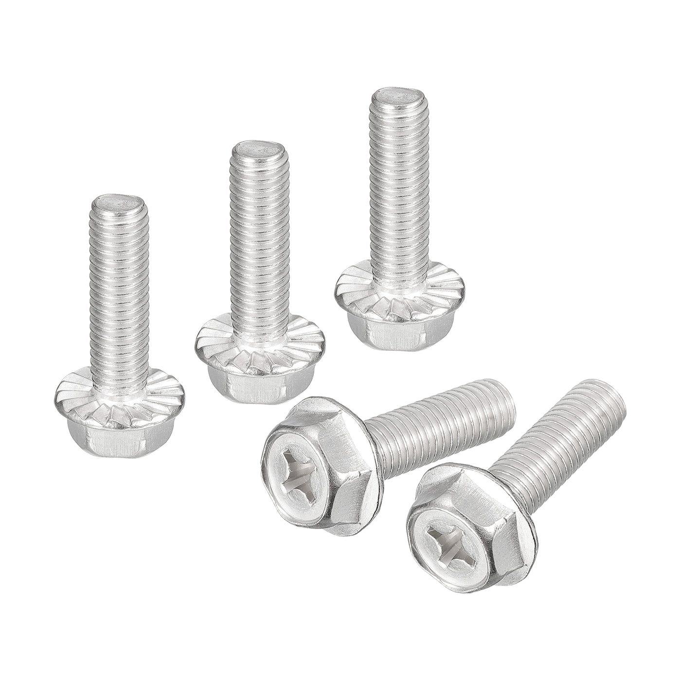 uxcell Uxcell M8x30mm Phillips Hex Head Flange Bolts, 10pcs 304 Stainless Steel Screws