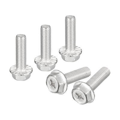 Harfington Uxcell M8x30mm Phillips Hex Head Flange Bolts, 10pcs 304 Stainless Steel Screws