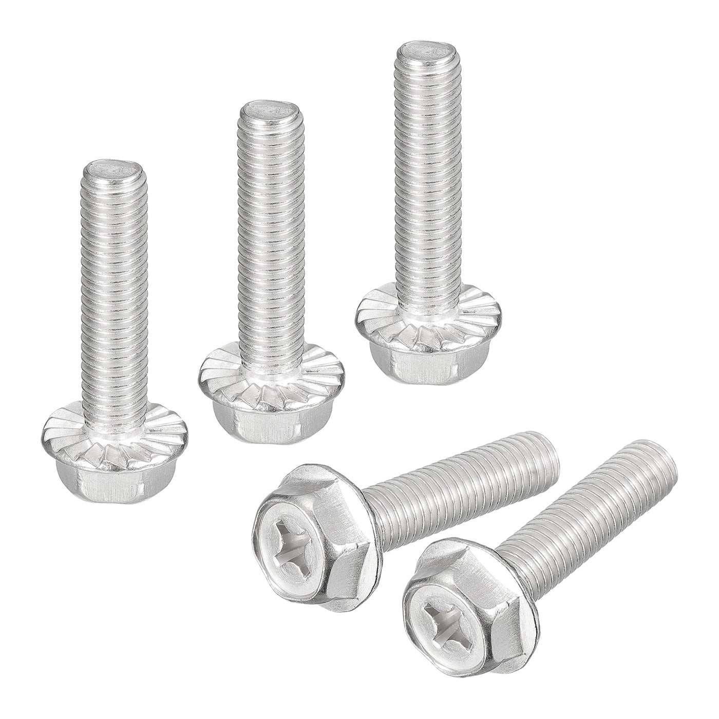 uxcell Uxcell M8x35mm Phillips Hex Head Flange Bolts, 10pcs 304 Stainless Steel Screws