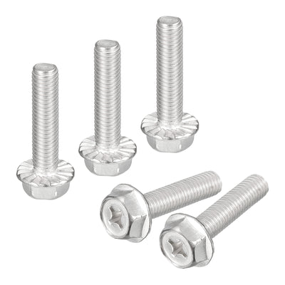 Harfington Uxcell M8x35mm Phillips Hex Head Flange Bolts, 10pcs 304 Stainless Steel Screws