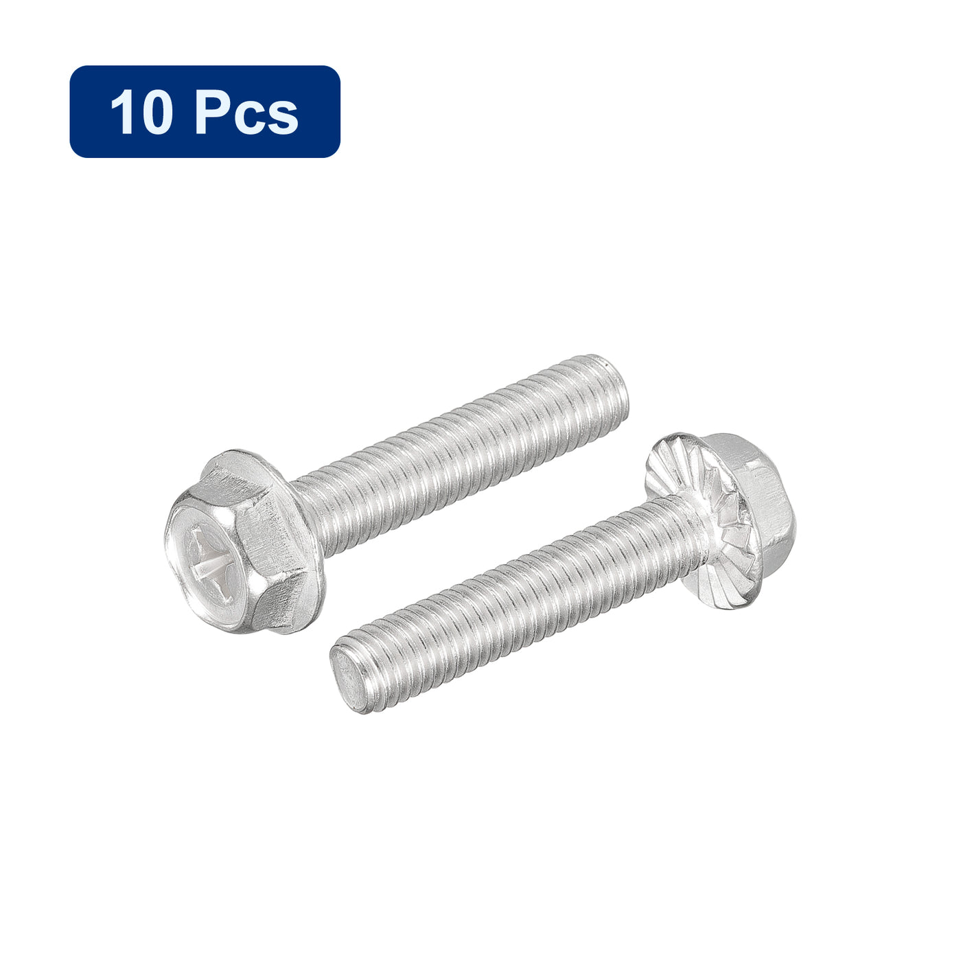 uxcell Uxcell M8x40mm Phillips Hex Head Flange Bolts, 10pcs 304 Stainless Steel Screws