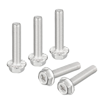 Harfington Uxcell M8x40mm Phillips Hex Head Flange Bolts, 10pcs 304 Stainless Steel Screws