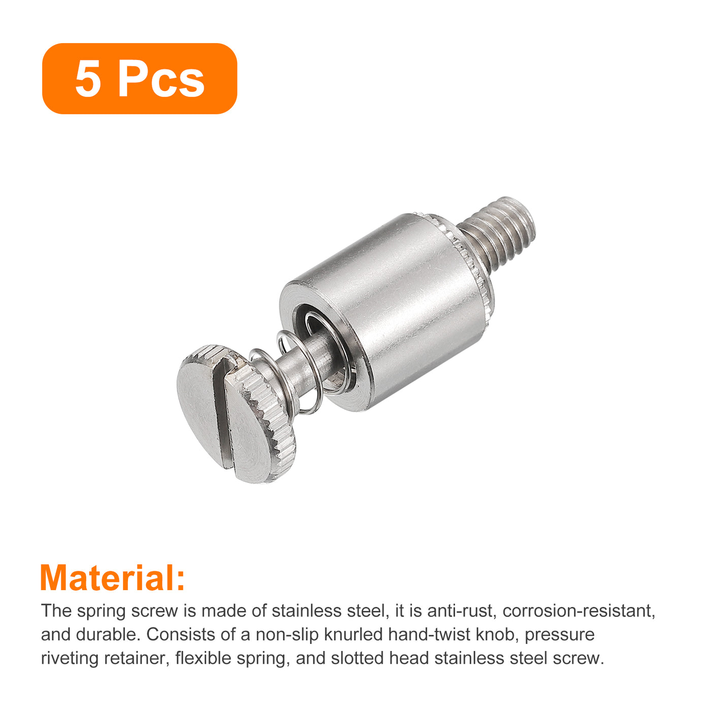 uxcell Uxcell Stainless Steel Panel Spring Screws, Knurled Head Spring Loaded Self-Clinching Screws Fasteners for PCB Board