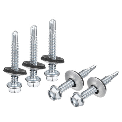 Harfington Uxcell #12 x 1-1/2" Self Drilling Screws, 25pcs Roofing Screws with EPDM Washer