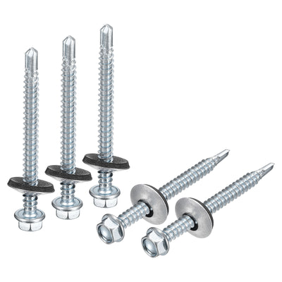 Harfington Uxcell #12 x 2-1/2" Self Drilling Screws, 25pcs Roofing Screws with EPDM Washer