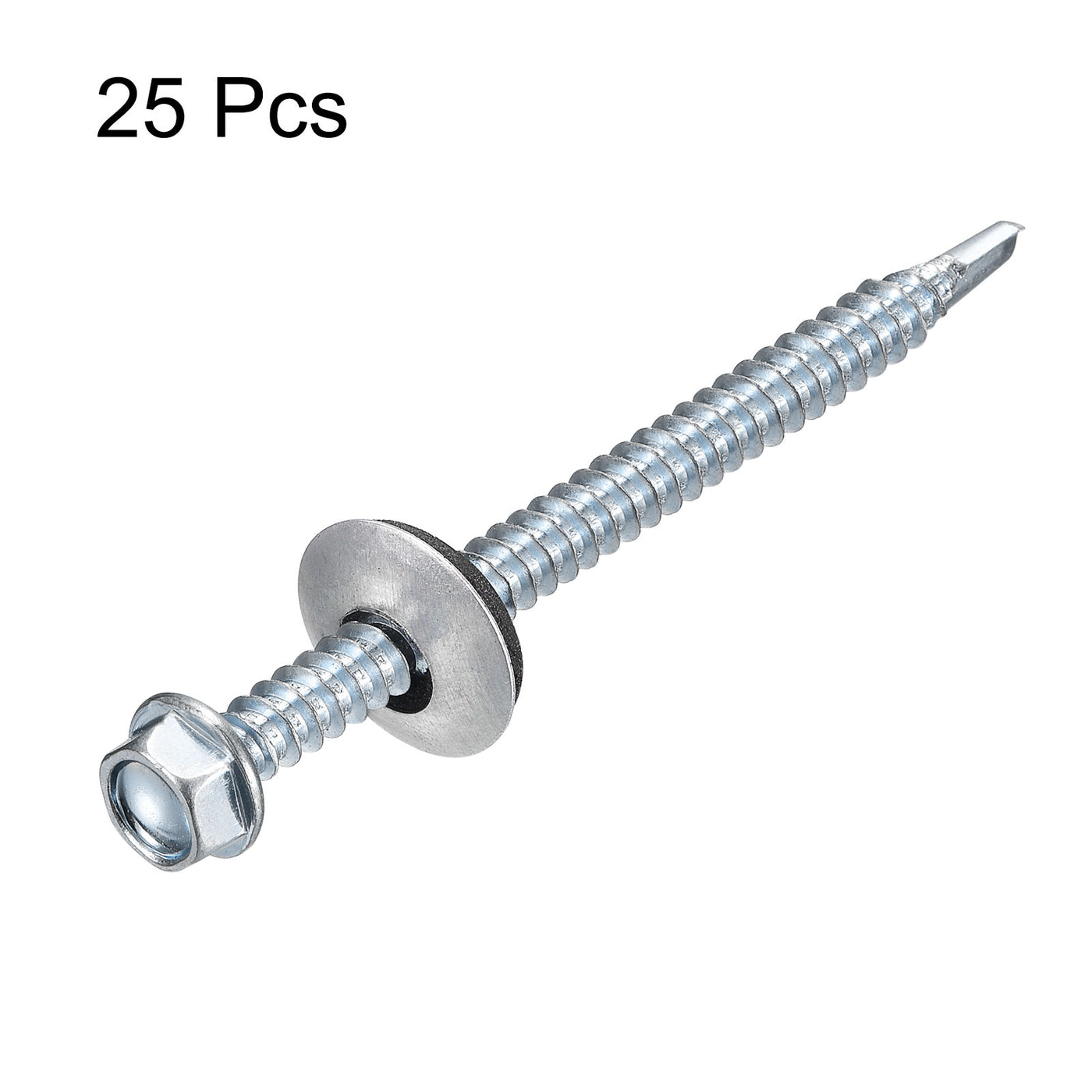 uxcell Uxcell #12 x 2-61/64" Self Drilling Screws, 25pcs Roofing Screws with EPDM Washer