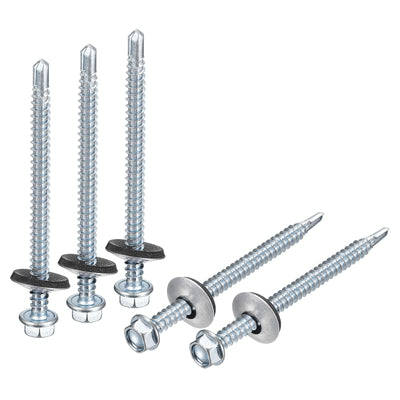 Harfington Uxcell #12 x 2-61/64" Self Drilling Screws, 50pcs Roofing Screws with EPDM Washer
