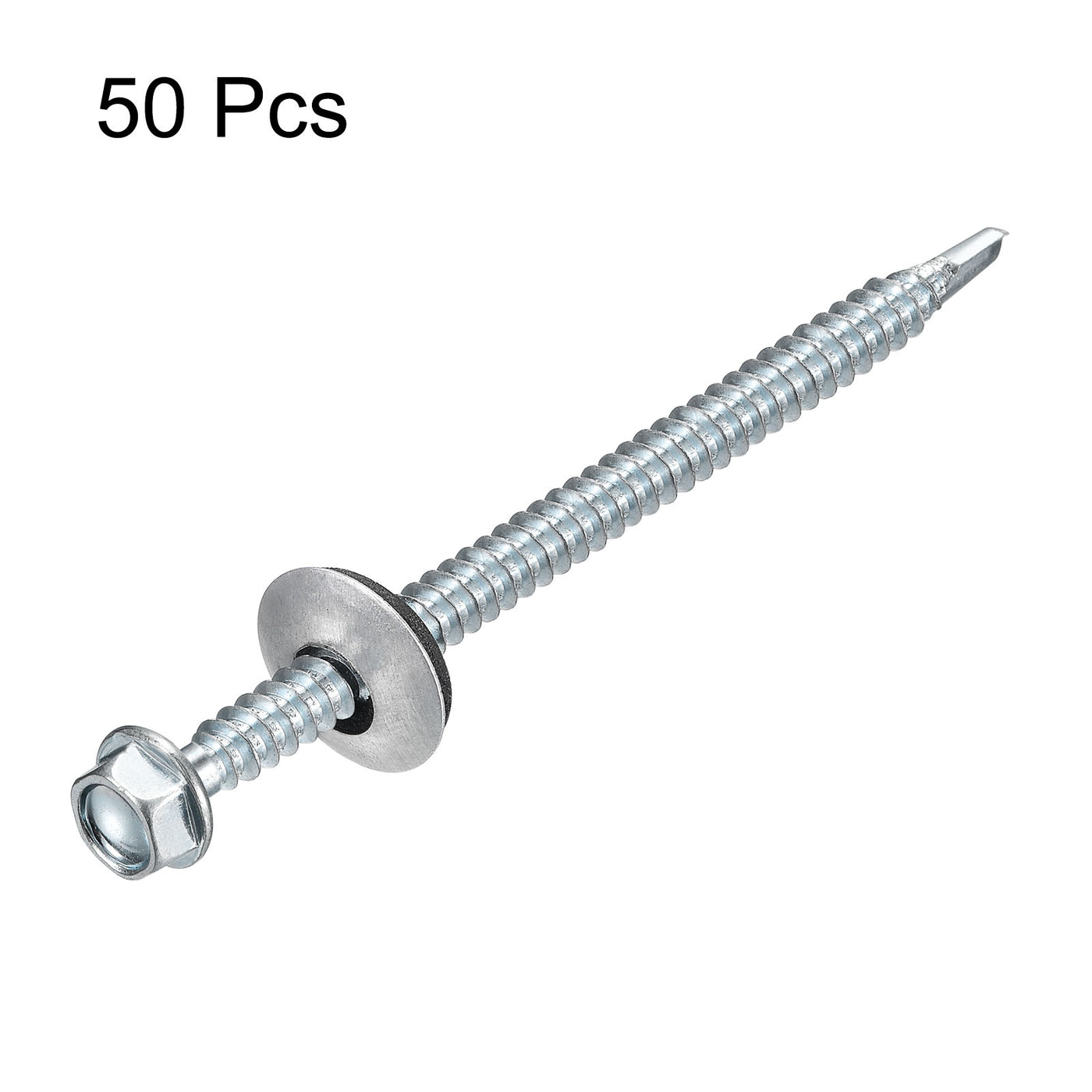 uxcell Uxcell #12 x 3-9/16" Self Drilling Screws, 50pcs Roofing Screws with EPDM Washer