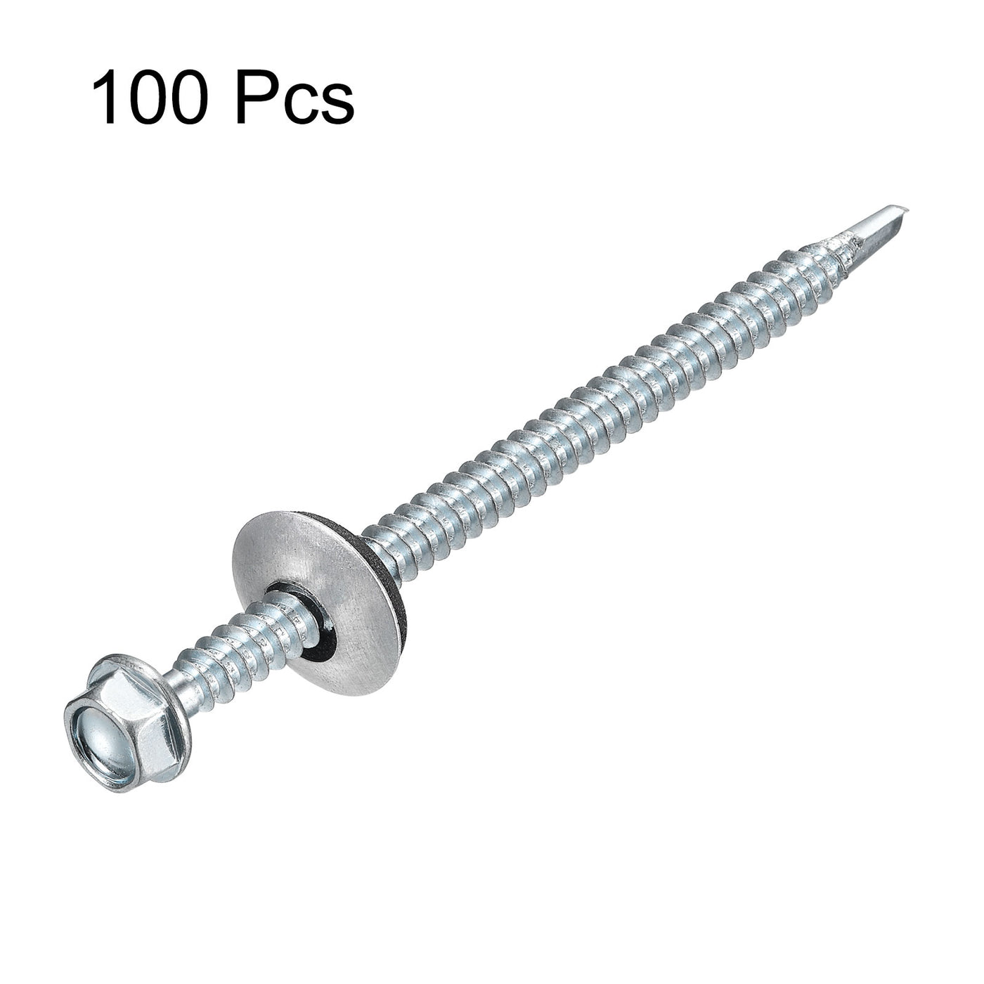 uxcell Uxcell #12 x 3-9/16" Self Drilling Screws, 100pcs Roofing Screws with EPDM Washer