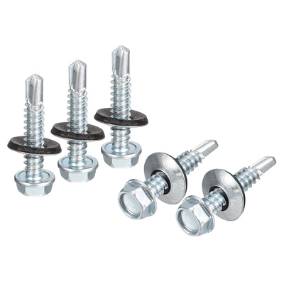 Harfington Uxcell #14 x 1-1/4" Self Drilling Screws, 25pcs Roofing Screws with EPDM Washer
