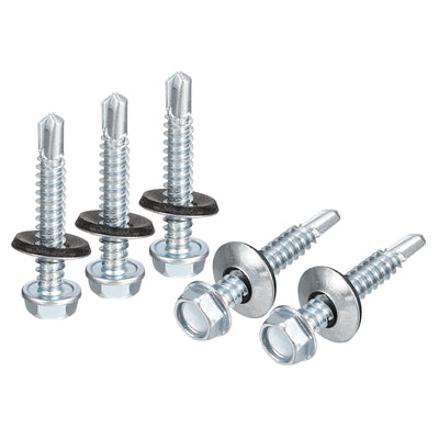 Harfington Uxcell #14 x 1-1/2" Self Drilling Screws, 25pcs Roofing Screws with EPDM Washer