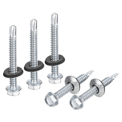 Harfington Uxcell #14 x 2" Self Drilling Screws, 25pcs Roofing Screws with EPDM Washer