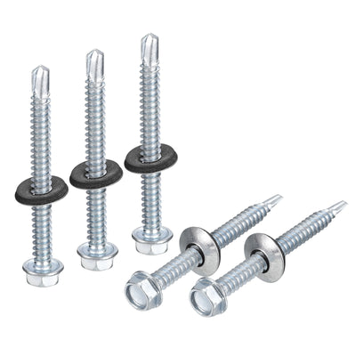 Harfington Uxcell #14 x 2-1/2" Self Drilling Screws, 25pcs Roofing Screws with EPDM Washer