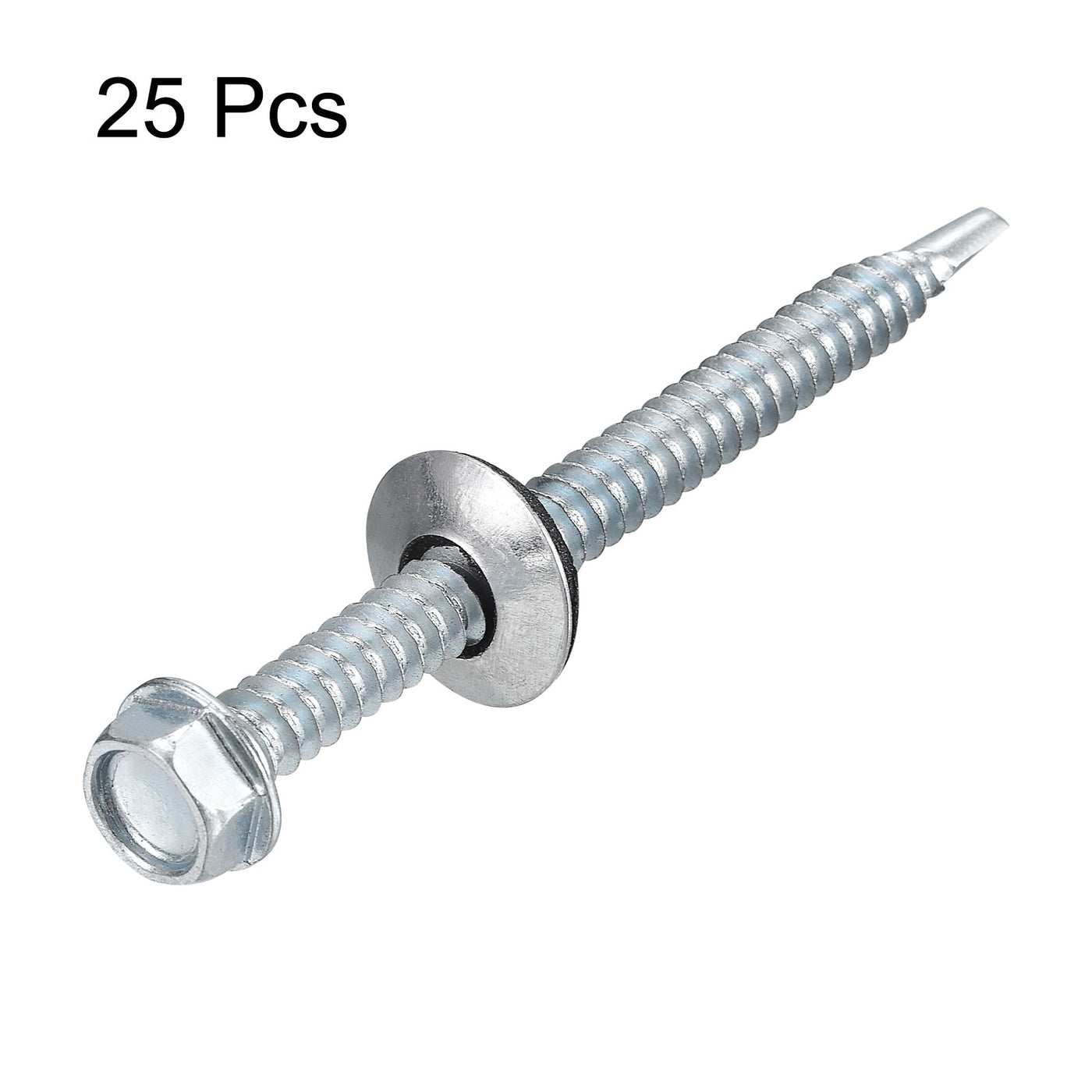 uxcell Uxcell #14 x 2-61/64" Self Drilling Screws, 25pcs Roofing Screws with EPDM Washer