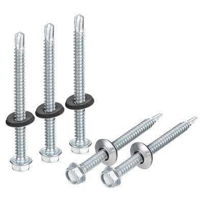 Harfington Uxcell #14 x 2-61/64" Self Drilling Screws, 25pcs Roofing Screws with EPDM Washer