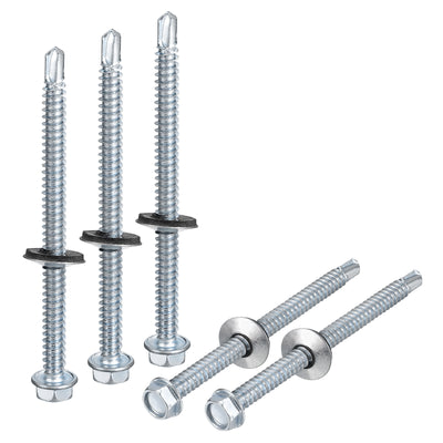 Harfington Uxcell #14 x 3-9/16" Self Drilling Screws, 25pcs Roofing Screws with EPDM Washer