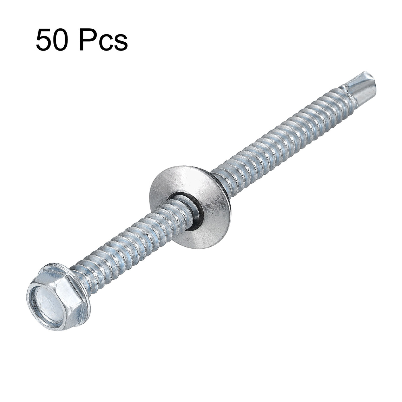 uxcell Uxcell #14 x 3-9/16" Self Drilling Screws, 50pcs Roofing Screws with EPDM Washer
