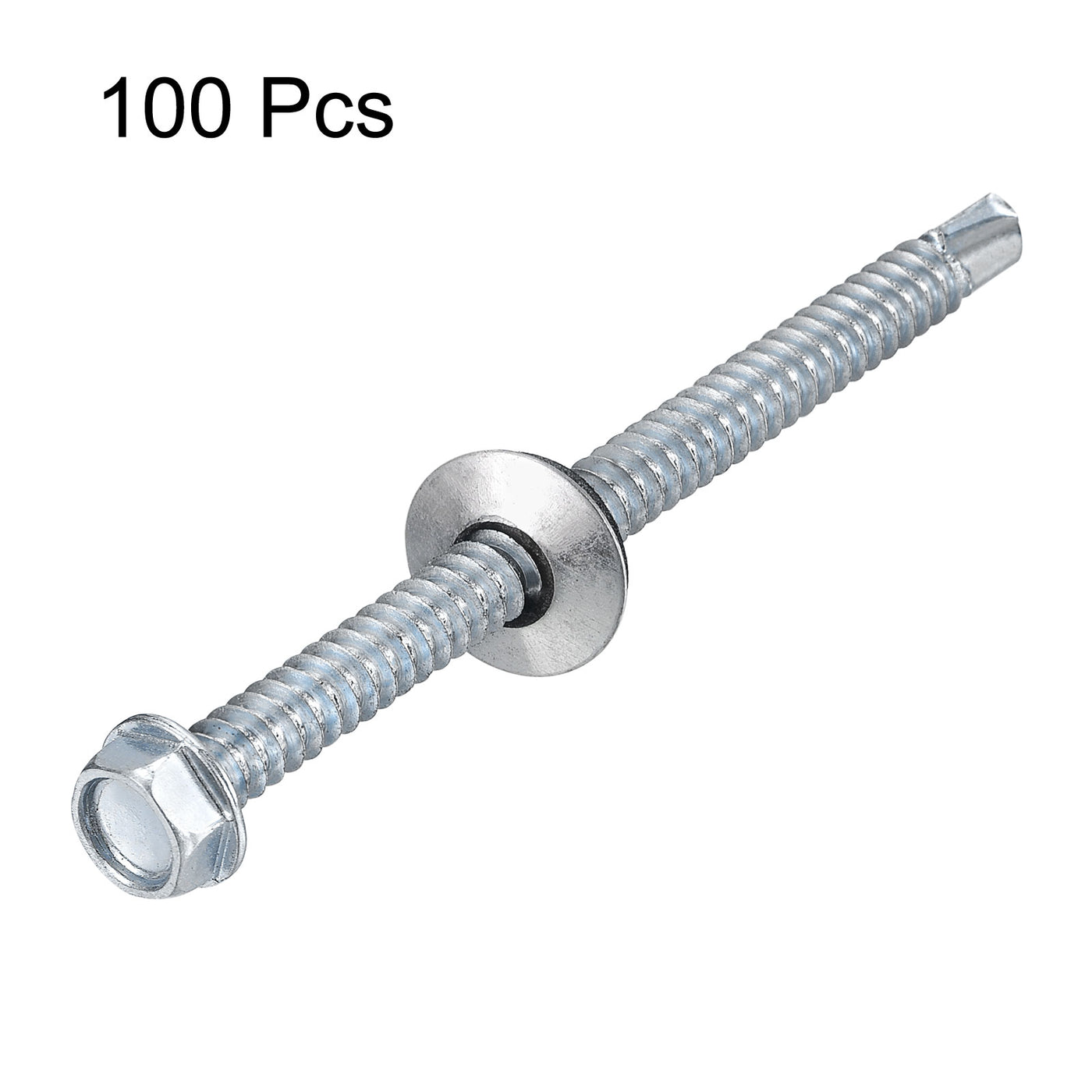 uxcell Uxcell #14 x 3-9/16" Self Drilling Screws, 100pcs Roofing Screws with EPDM Washer