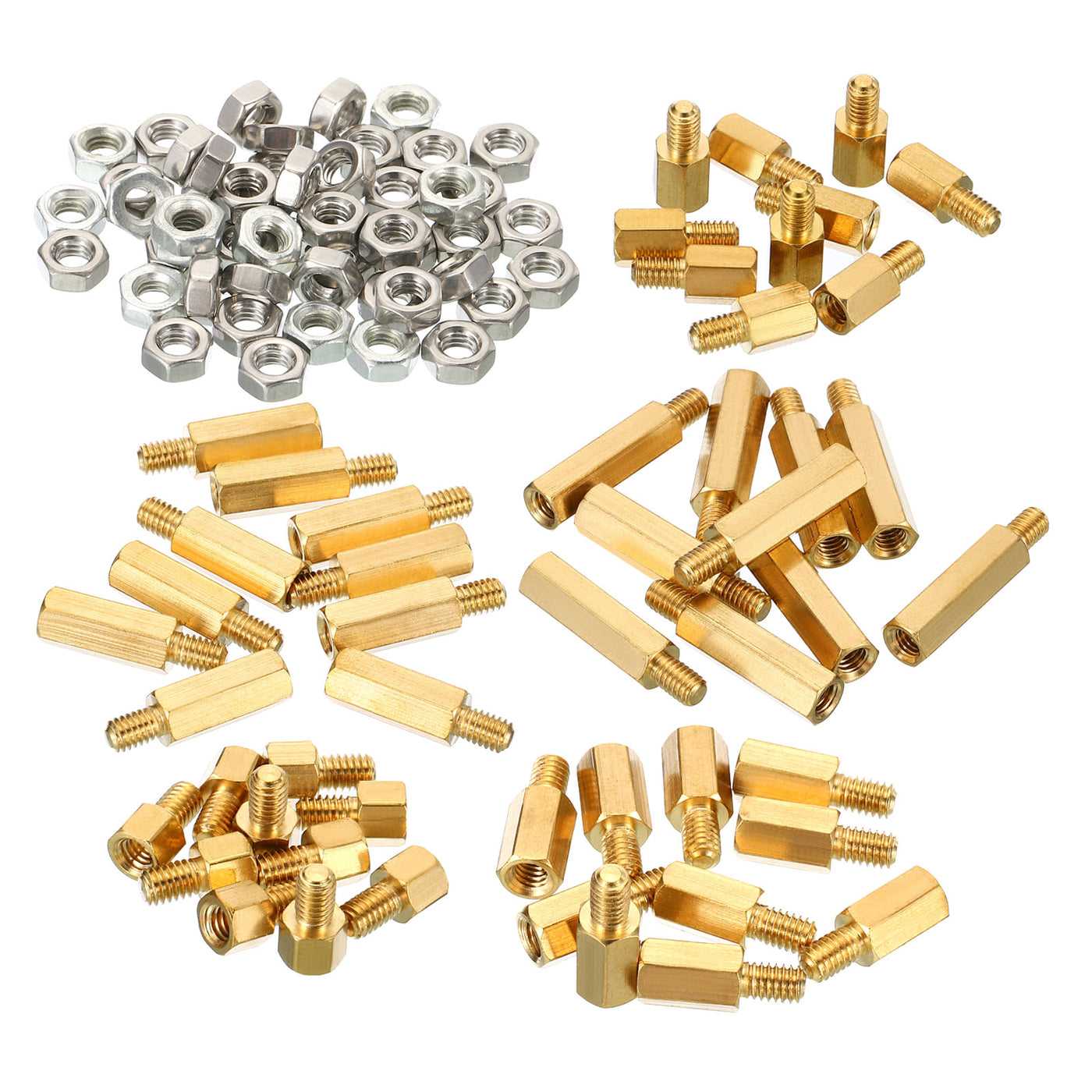 Harfington M4 Standoff Screws, 100 Pcs Male to Female Hex Brass PCB Standoff Spacer Screw Nut Assortment Kit for PCB Computer & Circuit Board, Golden Tone