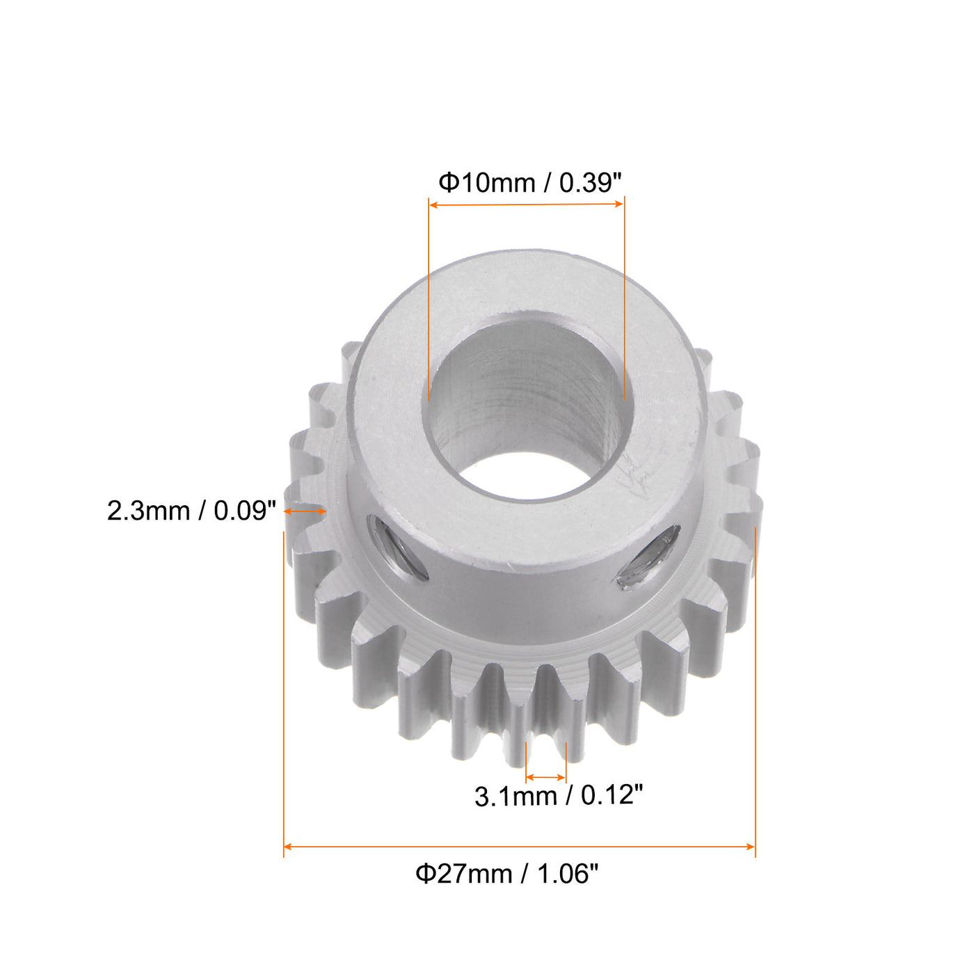 Harfington Step Spur Gear 10mm Inner Hole Pinion Gear 25T Mod 1 Aluminum Alloy Motor Gear