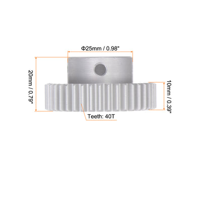 Harfington Step Spur Gear 6mm Inner Hole Pinion Gear 40T Mod 1 Aluminum Alloy Motor Gear