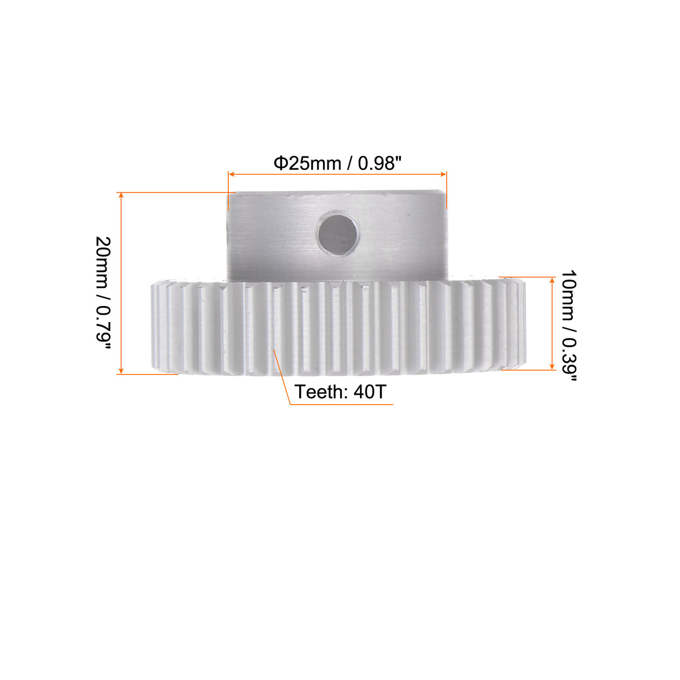 Harfington Step Spur Gear 10mm Inner Hole Pinion Gear 40T Mod 1 Aluminum Alloy Motor Gear