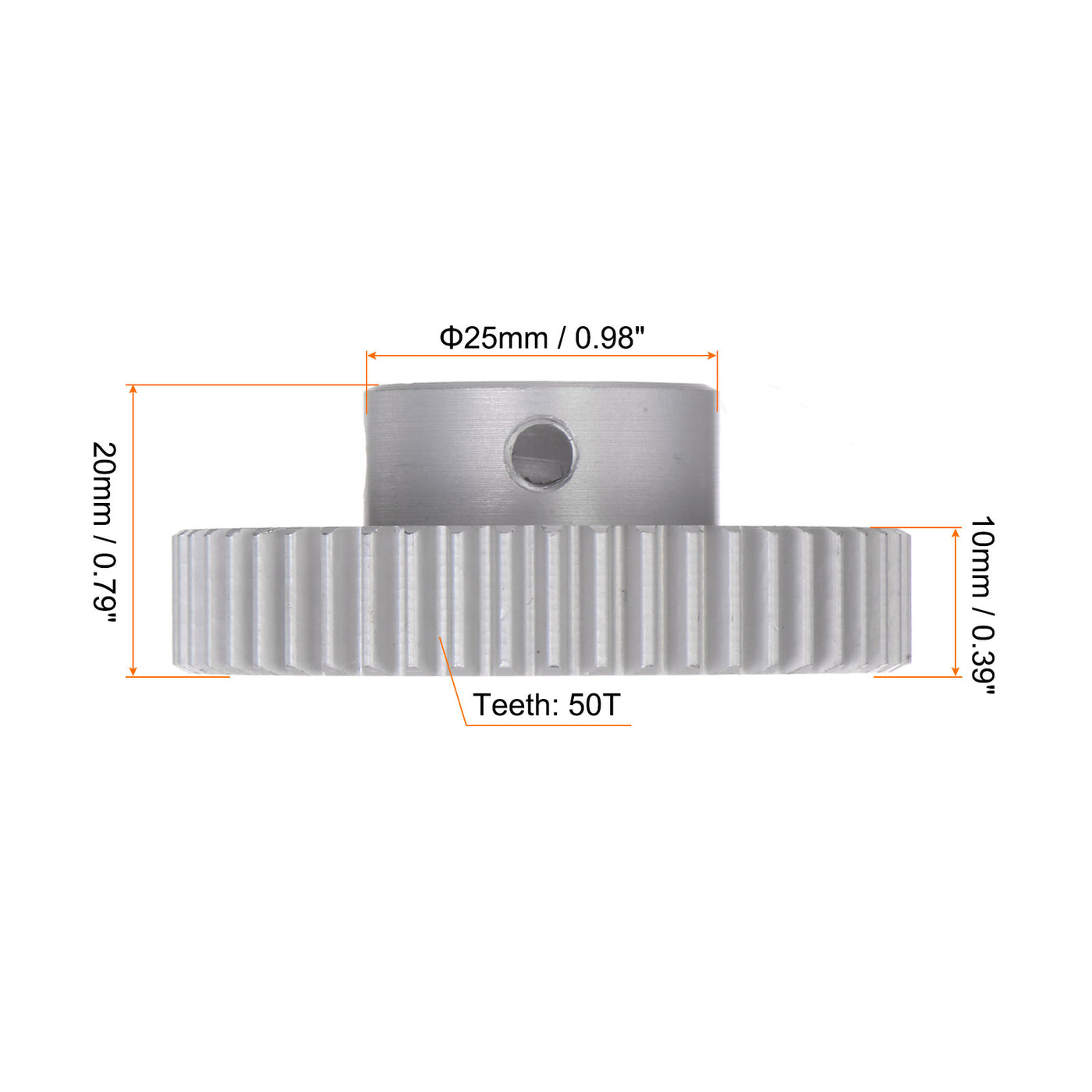 Harfington Step Spur Gear 8mm Inner Hole Pinion Gear 50T Mod 1 Aluminum Alloy Motor Gear