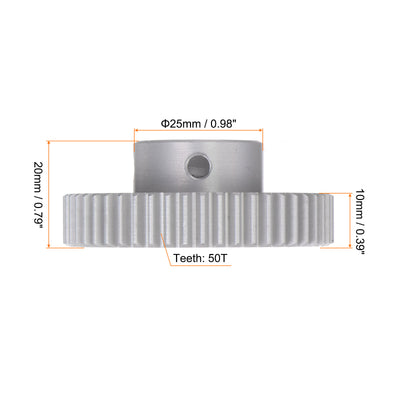Harfington Step Spur Gear 8mm Inner Hole Pinion Gear 50T Mod 1 Aluminum Alloy Motor Gear
