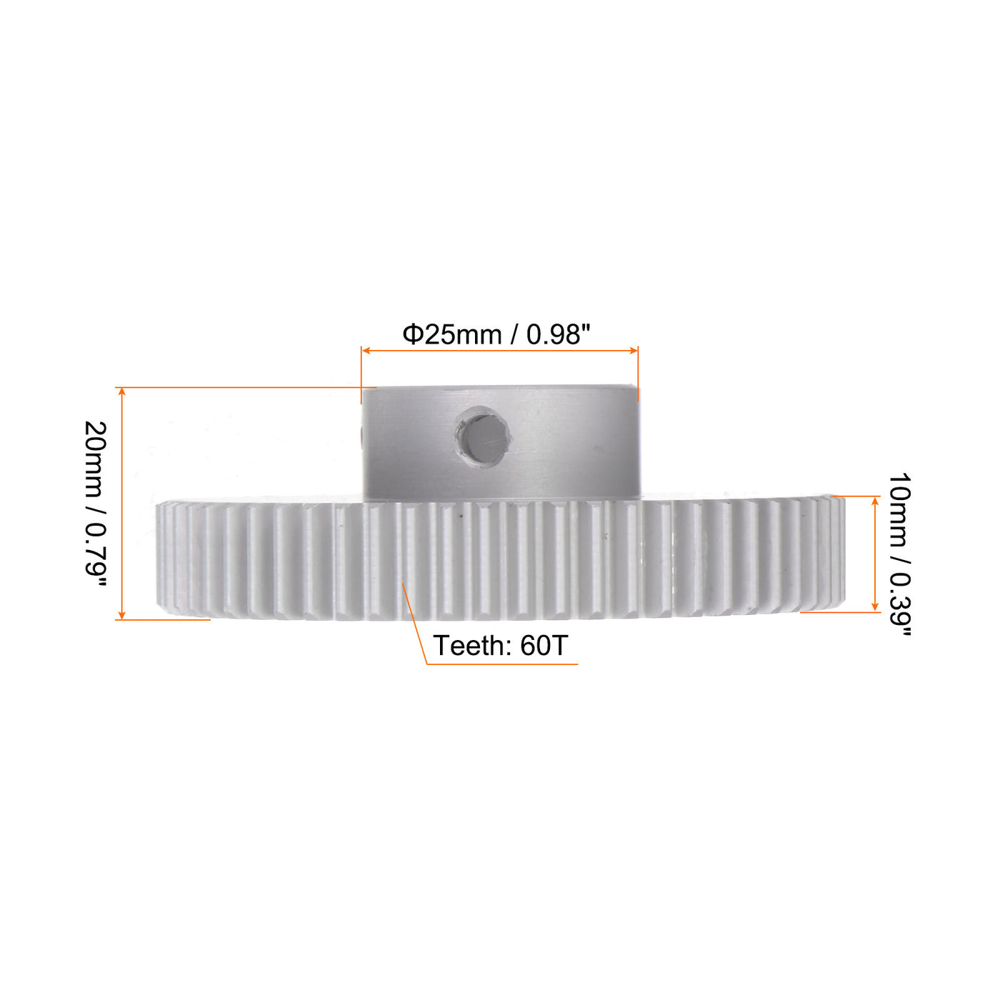 Harfington Step Spur Gear 6mm Inner Hole Pinion Gear 60T Mod 1 Aluminum Alloy Motor Gear