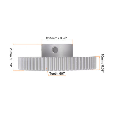 Harfington Step Spur Gear 12mm Inner Hole Pinion Gear 60T Mod 1 Aluminum Alloy Motor Gear
