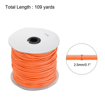 Harfington Elastic Cord Heavy Stretch String Rope 2.5mm 109 Yards for Crafting DIY Sewing Hook Straps Camping Tie Down Strap Orange