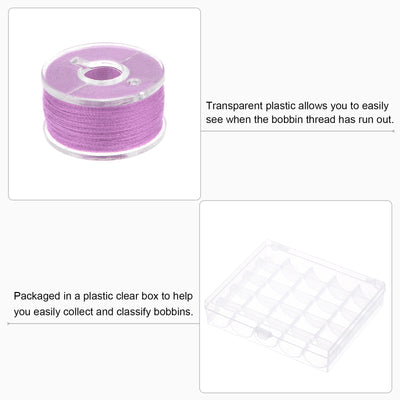 Harfington 2set Prewound Sewing Bobbin Thread Set with 25 Grids Storage Box, Light Purple