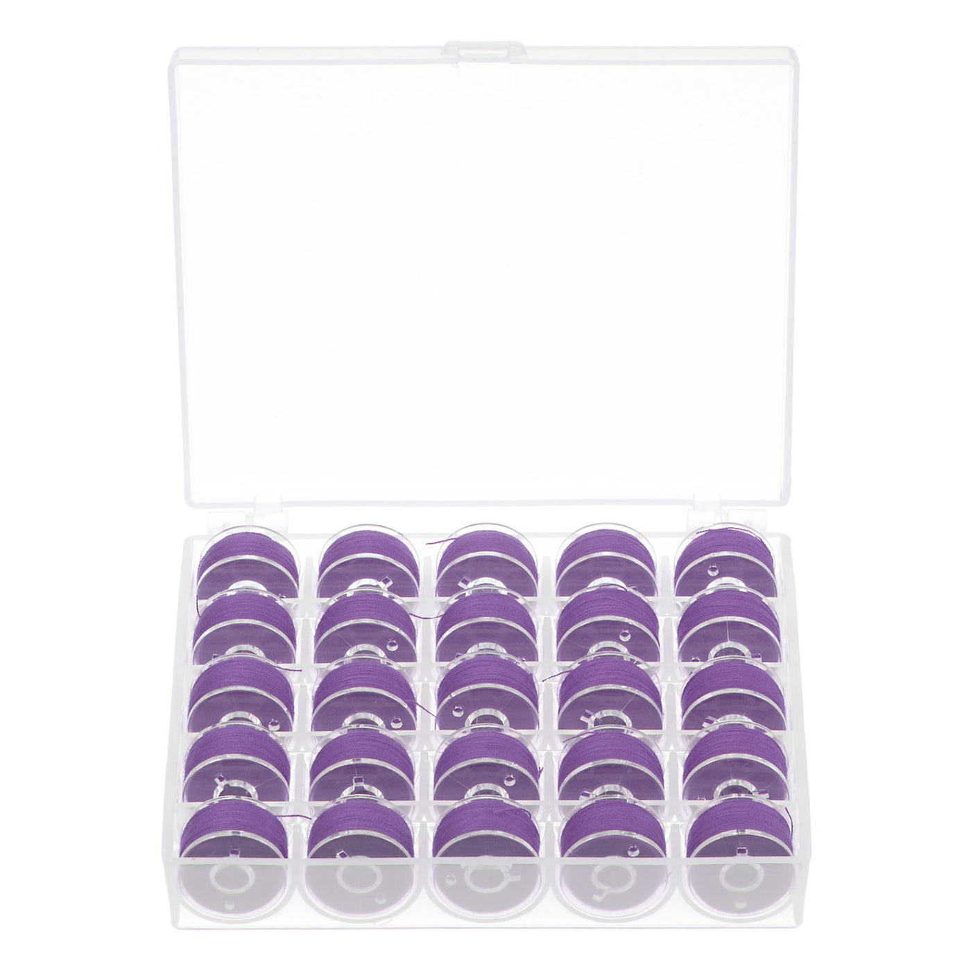 Harfington Prewound Sewing Bobbin Thread Set of 25pcs with Storage Plastic Case, Purple