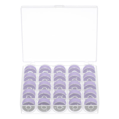 Harfington Prewound Sewing Bobbin Thread Set of 25pcs with Storage Case, Pastel Violet