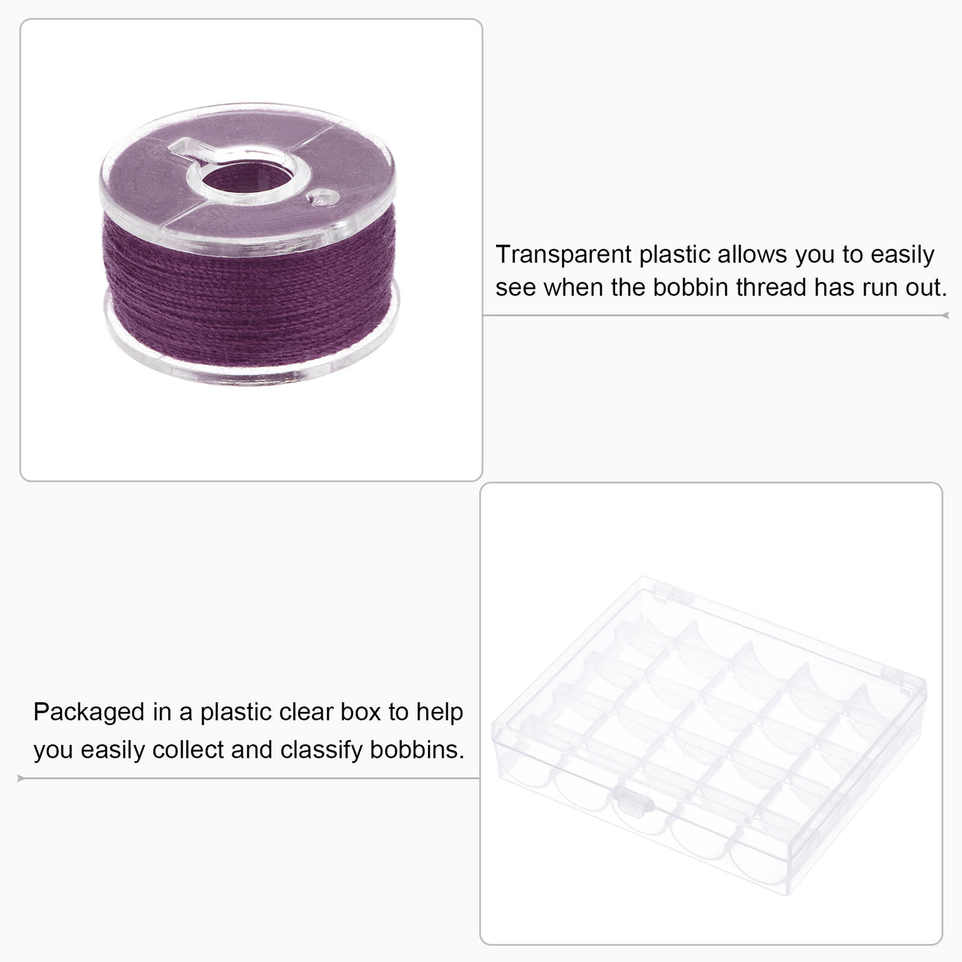Harfington Prewound Sewing Bobbin Thread Set of 25pcs with Storage Plastic Case, Violet