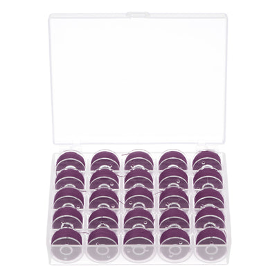 Harfington Prewound Sewing Bobbin Thread Set of 25pcs with Storage Plastic Case, Violet