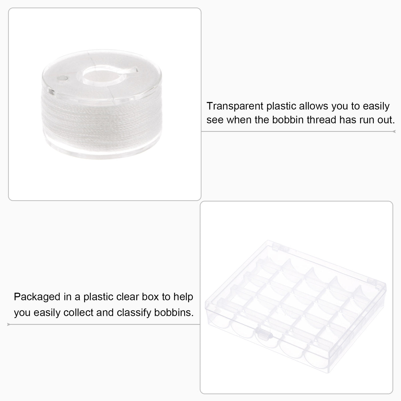 Harfington Prewound Sewing Bobbin Thread Set of 25pcs with Storage Plastic Case, Beige