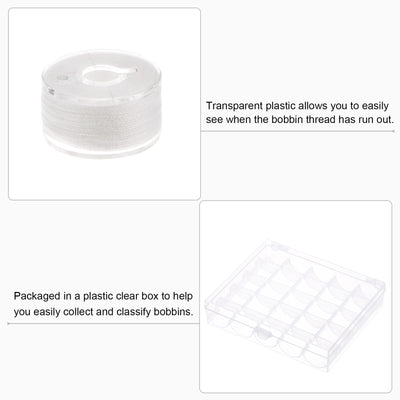 Harfington Prewound Sewing Bobbin Thread Set of 25pcs with Storage Plastic Case, Beige