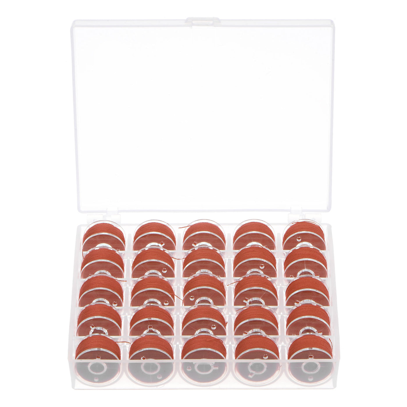 Harfington Prewound Sewing Bobbin Thread Set of 25pcs with Storage Plastic Case, Dark Red