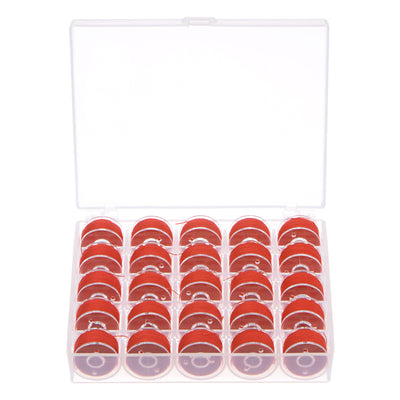 Harfington Prewound Sewing Bobbin Thread Set of 25pcs with Storage Plastic Case, Red
