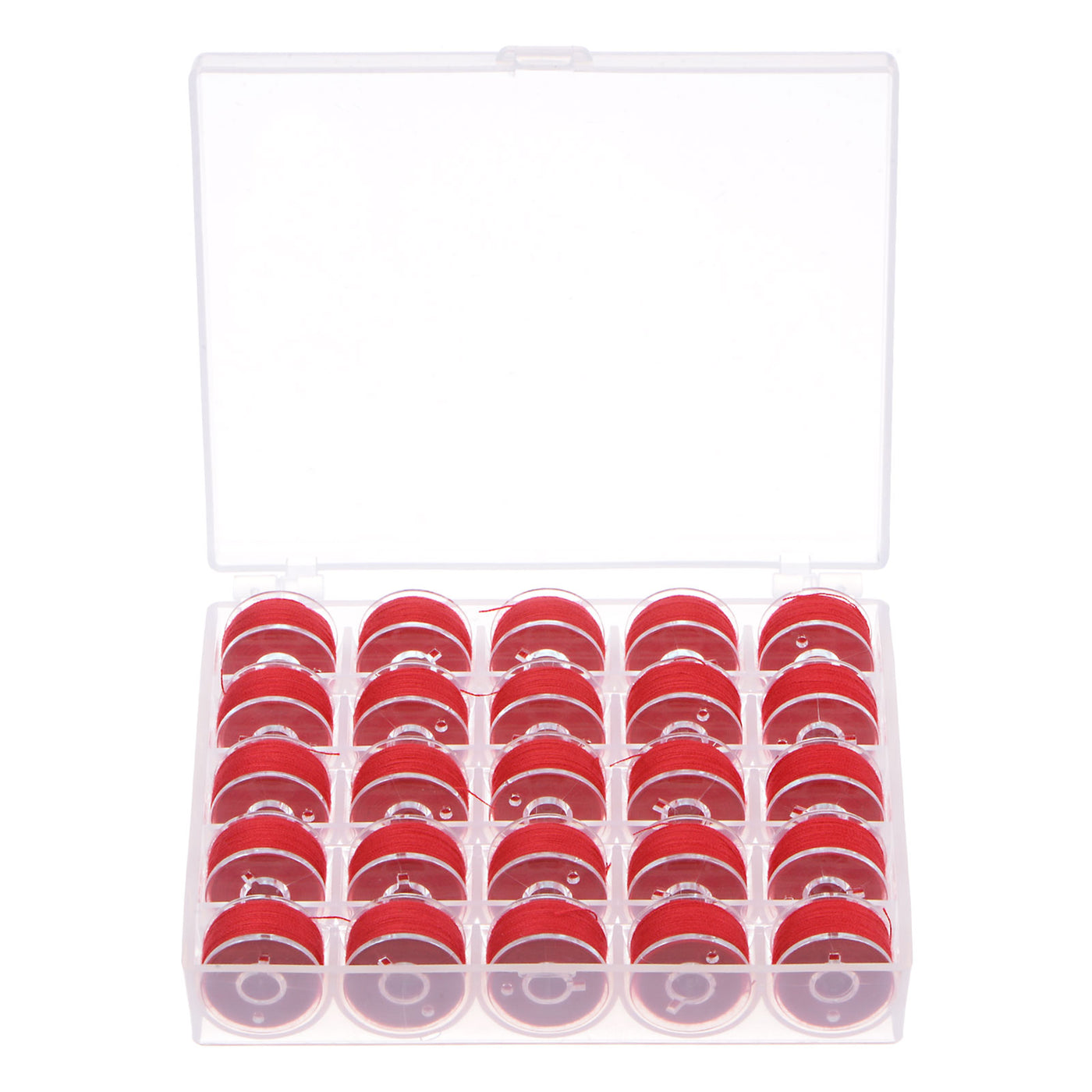 Harfington Prewound Sewing Bobbin Thread Set of 25pcs with Storage Plastic Case, Rusty Red