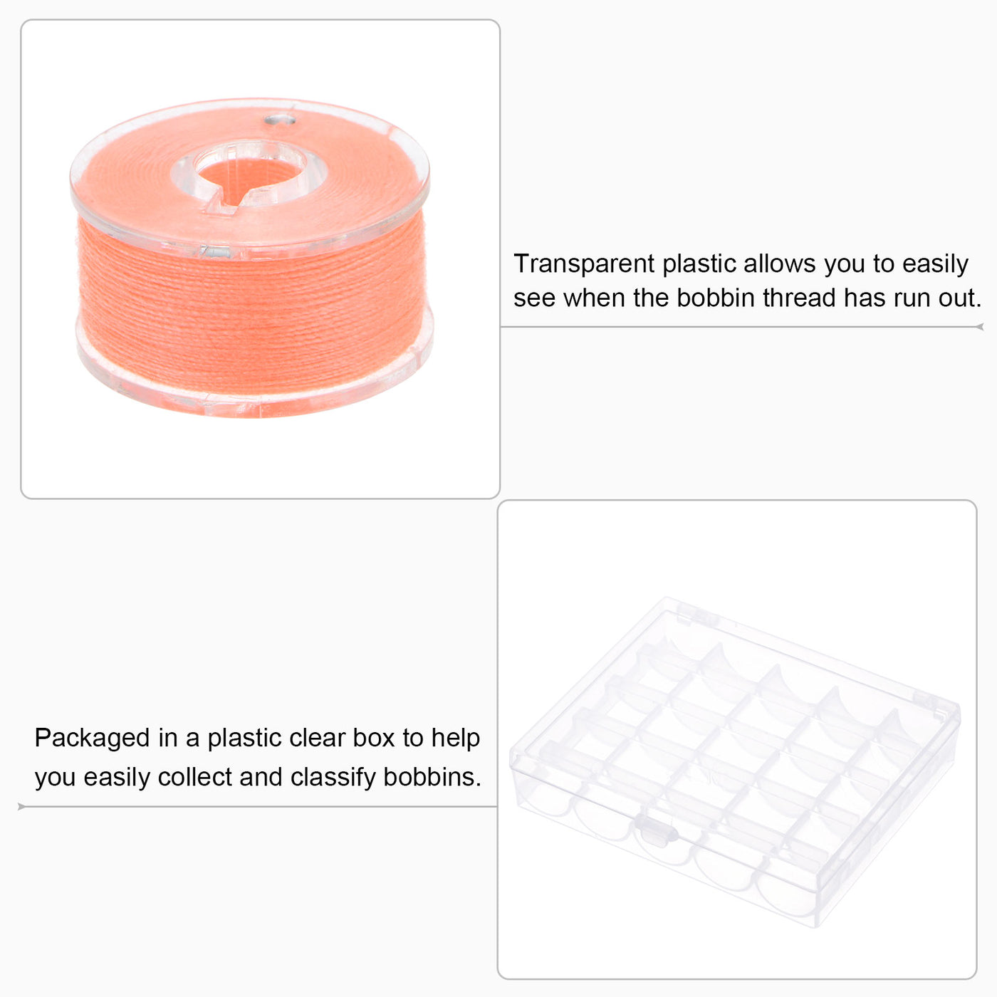 Harfington Prewound Sewing Bobbin Thread Set of 25pcs with Storage Plastic Case, Light Red