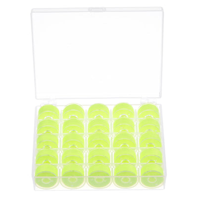 Harfington Prewound Sewing Bobbin Thread Set of 25pcs with Storage Plastic Case, Neon Green