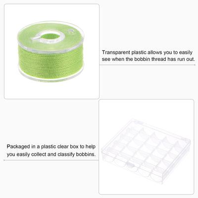 Harfington Prewound Sewing Bobbin Thread Set of 25pcs with Storage Plastic Case, Olive