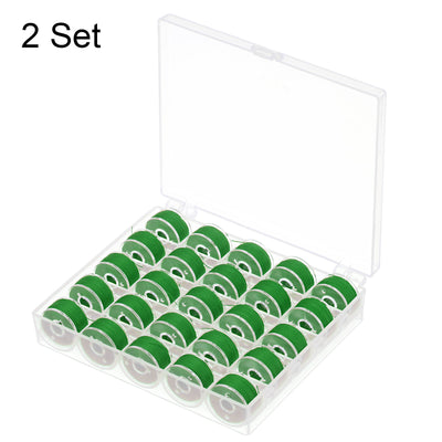 Harfington 2set Prewound Sewing Bobbin Thread Set with 25 Grids Storage Box, Dark Green