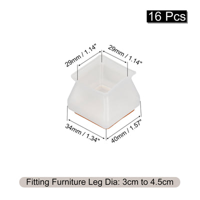 Harfington Uxcell Chair Leg Floor Protectors, 16Pcs 40mm/ 1.57" Silicone & Felt Chair Leg Cover Caps for Hardwood Floors (White)