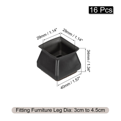 Harfington Uxcell Chair Leg Floor Protectors, 16Pcs 40mm/ 1.57" Silicone & Felt Chair Leg Cover Caps for Hardwood Floors (Black)