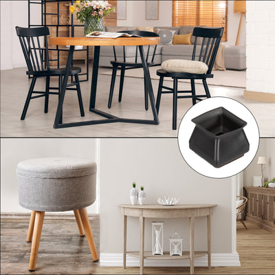 Harfington Uxcell Chair Leg Floor Protectors, 16Pcs 40mm/ 1.57" Silicone & Felt Chair Leg Cover Caps for Hardwood Floors (Black)
